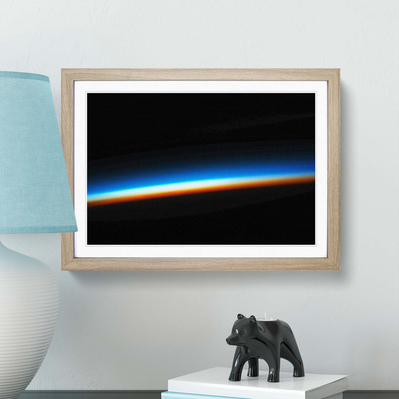 Sunrise Stripe in Abstract - Picture Frame Graphic Art Print, 48cm H x 65cm W x 2cm D, Oak Framed