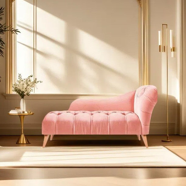 Méridienne simple en flanelle, Rose, Orienté à droite