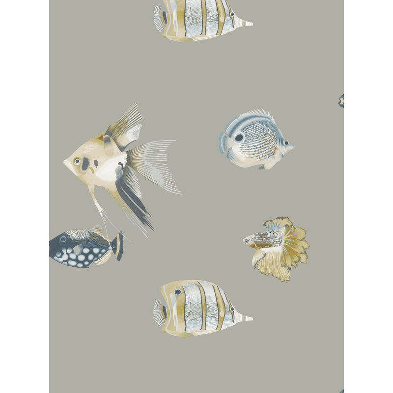 Kamanu Wallpaper, Graphite/Mustard