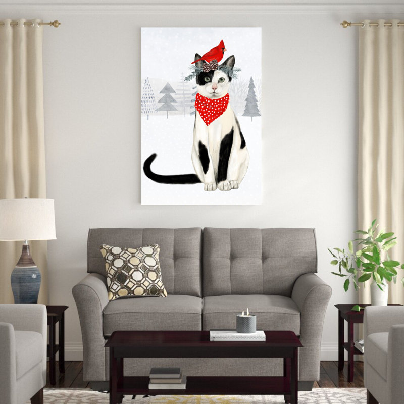 «Christmas Cats & Dogs VI» par Victoria Borges - impression sur toile tendue, H 48 po x l 32 po