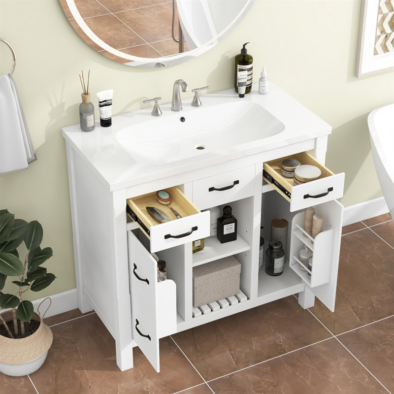 12 36 " Freestanding Standard Single Bathroom Vanity Base, White