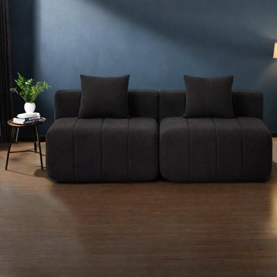 Compression Sectionals, Black Chenille Modular Modern Sofa for Home