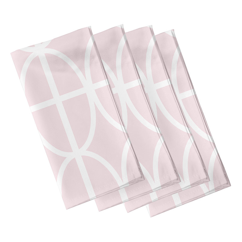 Kshaun Polyester Geometric Square Napkin, Pink