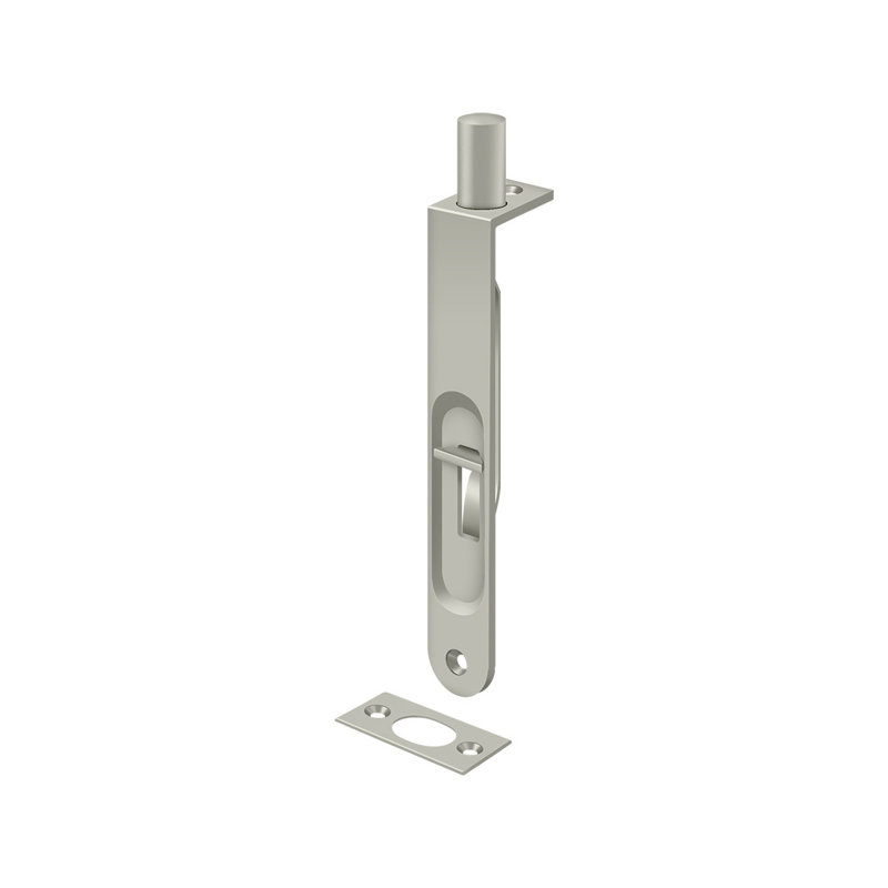 Boulon encastré 6 po Deltana 6FBR15; rond robuste; finition nickel satiné, Nickel brossé