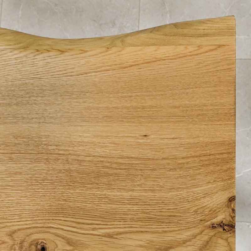 Nix Oak Unfinished Solid Wood Top Metal Base Dining Table, Natural Oil, H75 x L140 x W80cm