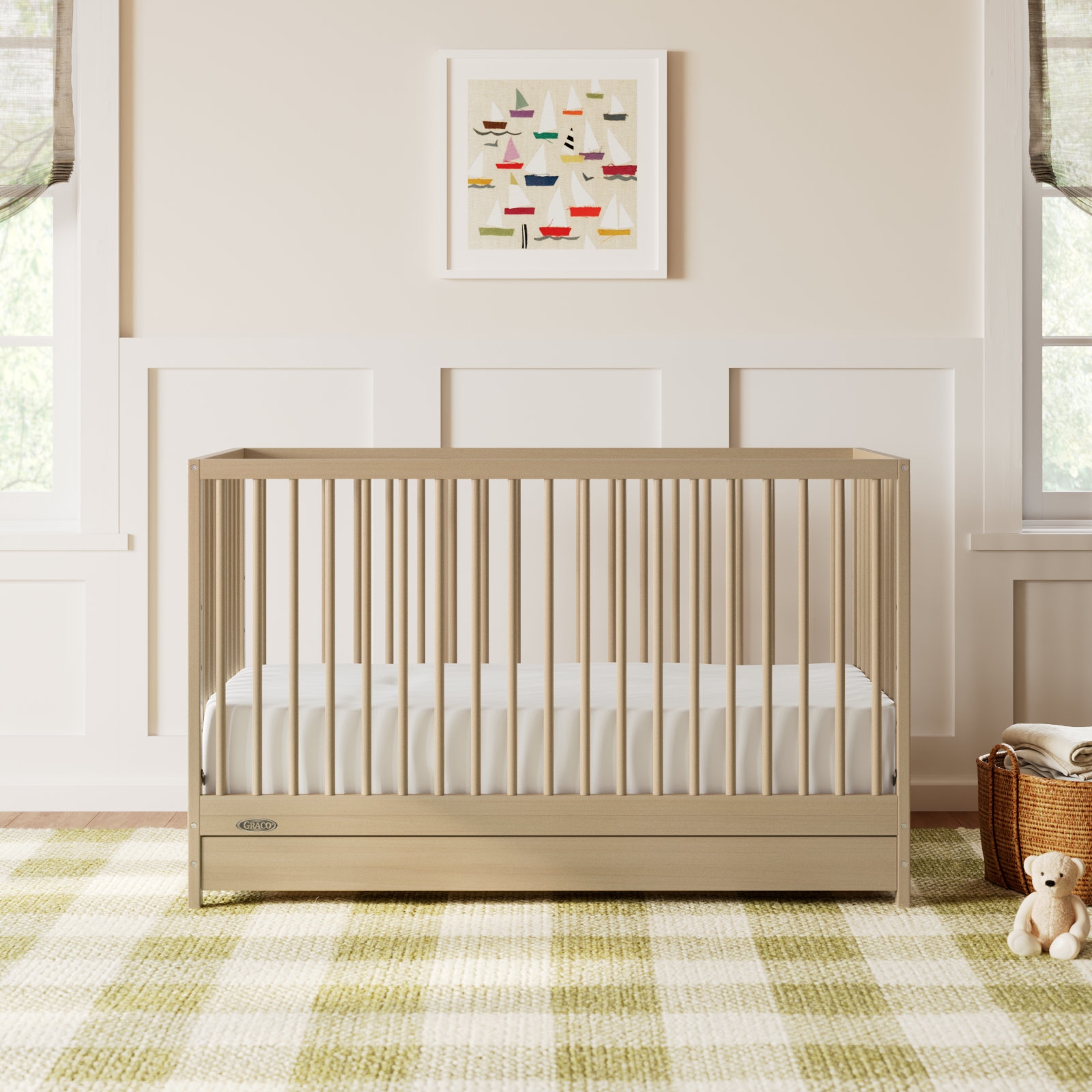 Teddi 5-in-1 Convertible Crib with Storage, Driftwood, Crib