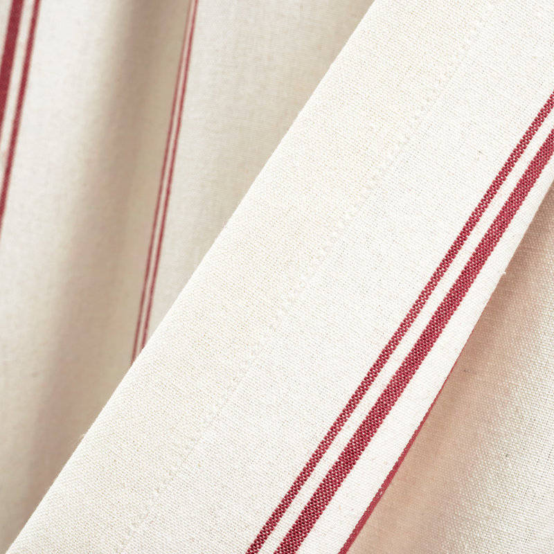 Red and White Striped Cotton Rod Pocket Window Valance