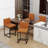 Modern Bar Stools With Back,Upholstered Counter Height Bar Stools Without Handlec Bar Chairs (Set Of 6)