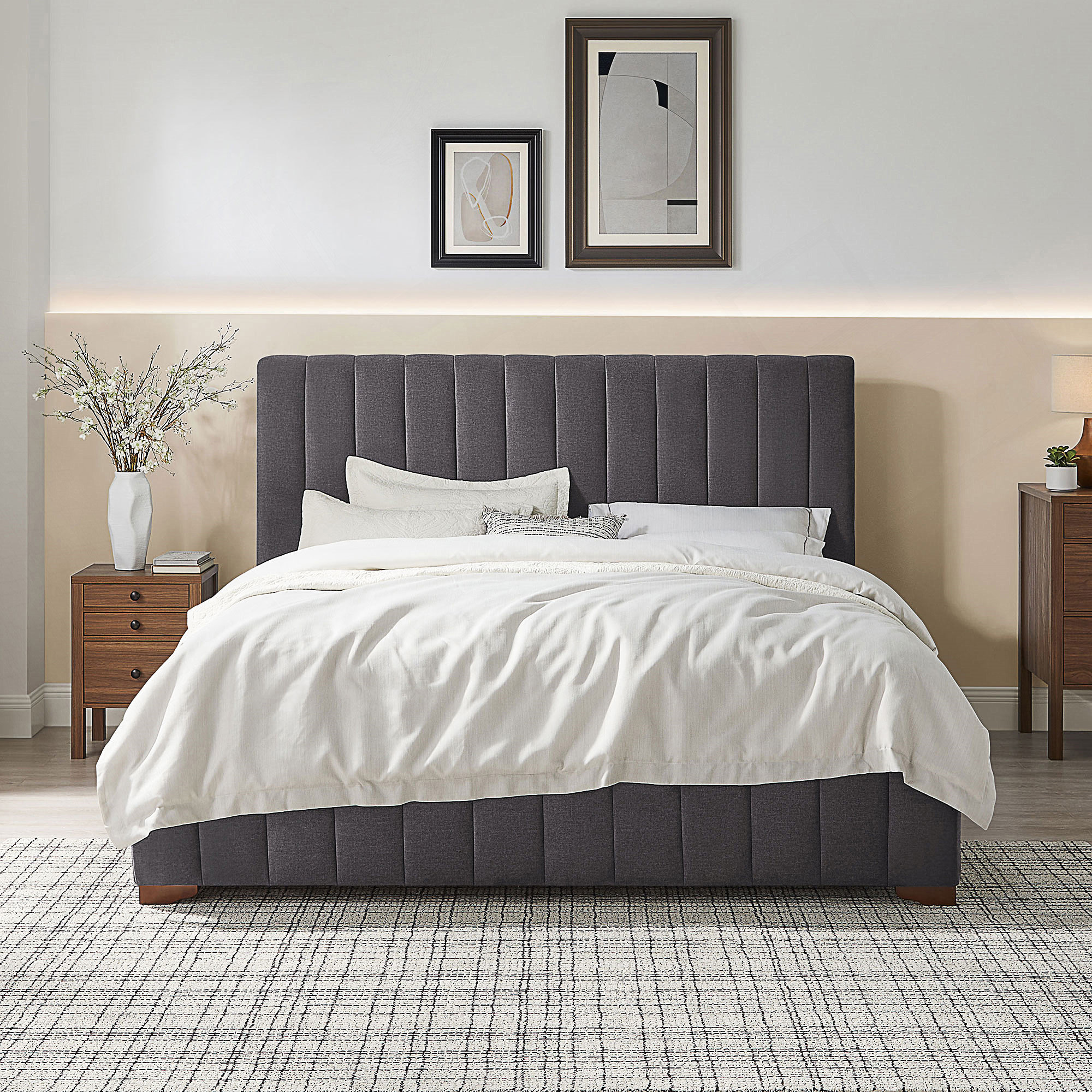 Ebern Designs Queen Size Modern Design Bed Frame Upholstered Bed Frame ...