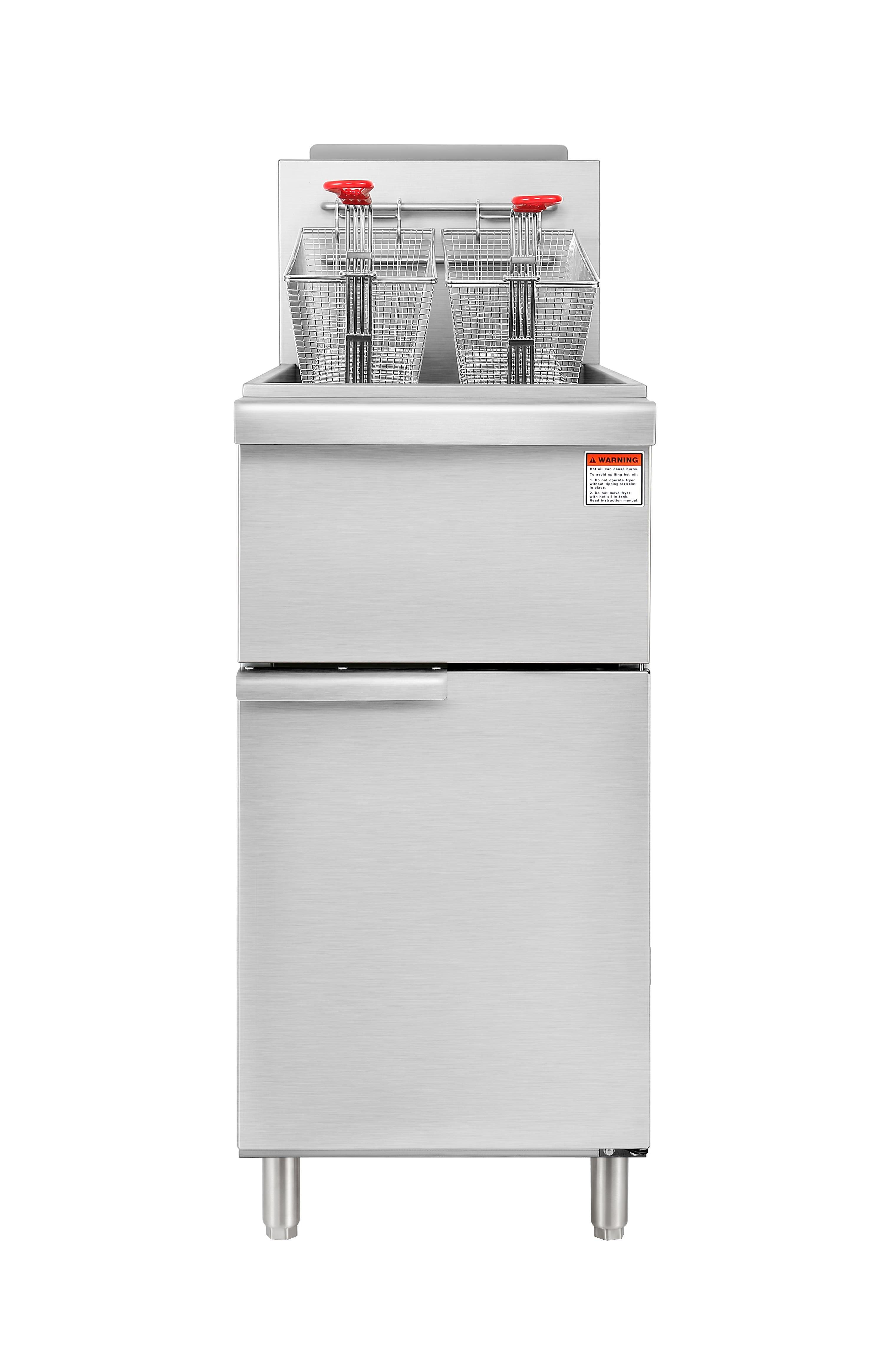 HOCCOT Commercial Deep Fryer with 3 Tube Burners, Stainless Steel Gas