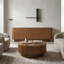 Ensemble de meuble télé et de table basse de salon 2 pièces, pour téléviseur de 70 po ou moins, console média cannelée et table de rangement ronde de style campagne moderne-132435007