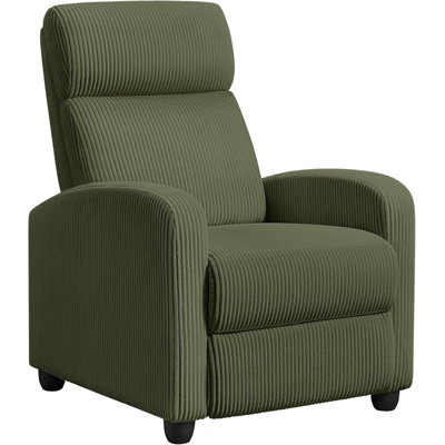 Modern Fabric Recliner Chair With Pocket Spring Support - Adjustable Push Back Reclining Sofa For Living Room, Bedroom Or Home Theater - Soft Upholstered Single Recliner With Comfortable Footrest
