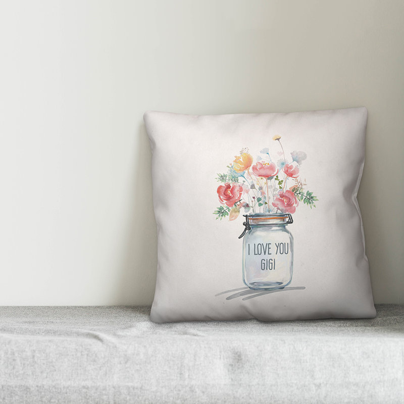  Coussin décoratif I Love You, 16 po x 1 po, Polyester / Bourre en polyester