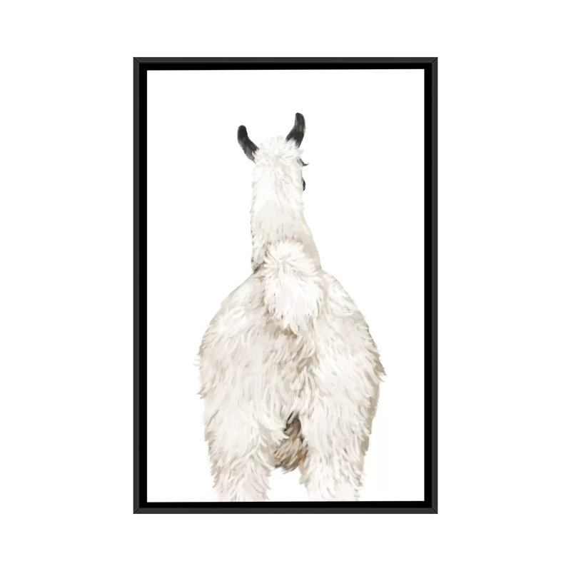 Art du lama, Toile avec cadre noir, H 26 po x l 18 po x P 1,5 po