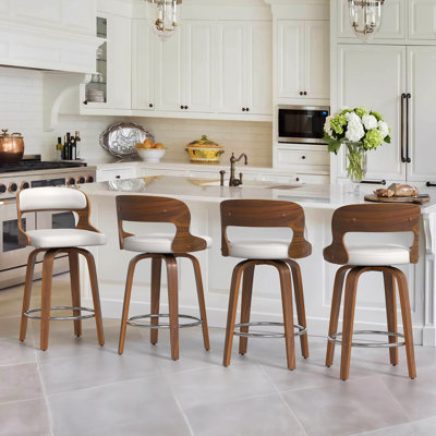 Carylon Swivel Upholstered Faux Leather Counter Stool
