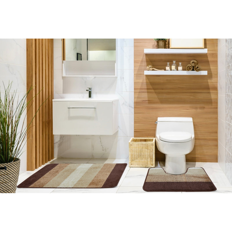 Montauk Non-Slip Bath Rug and Contour Mat, Taupe