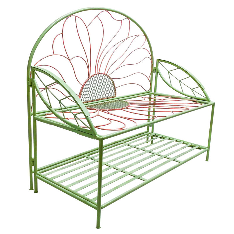 Mini Floral Metal Outdoor Bench
