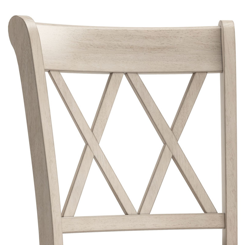 Tabouret de bar et de comptoir en bois massif Fortville, Blanc antique, Tabouret de comptoir (assise de 24 po de hauteur)