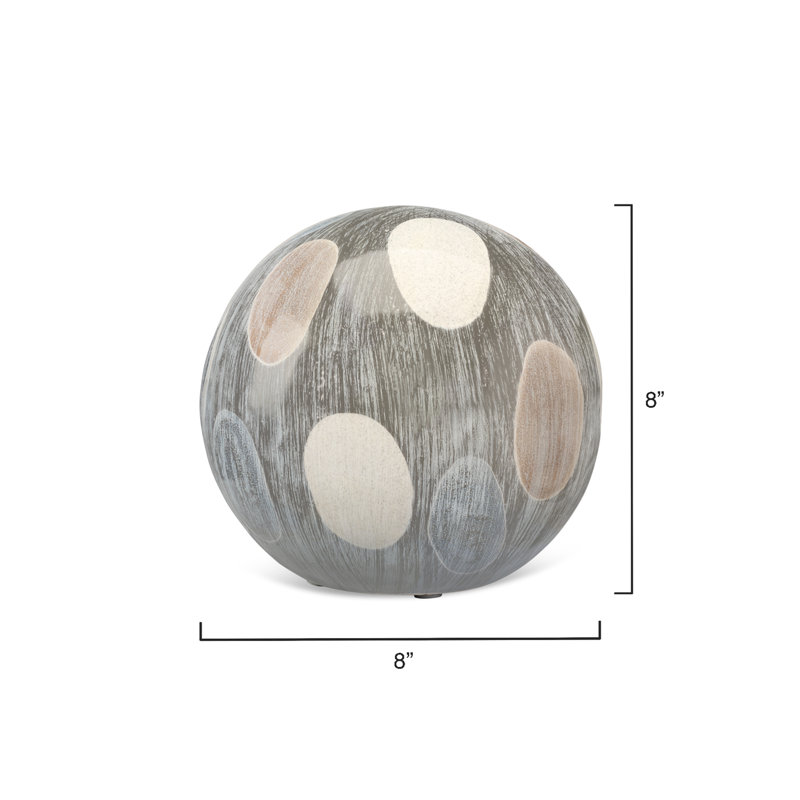 Painted Sphere Sculpture, 8" H x 8" W x 8" D