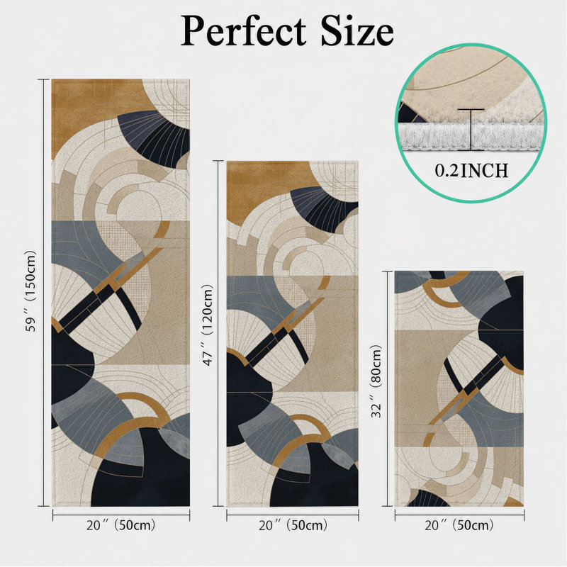 Tapis de cuisine géométriques abstraits et lavables antidérapants