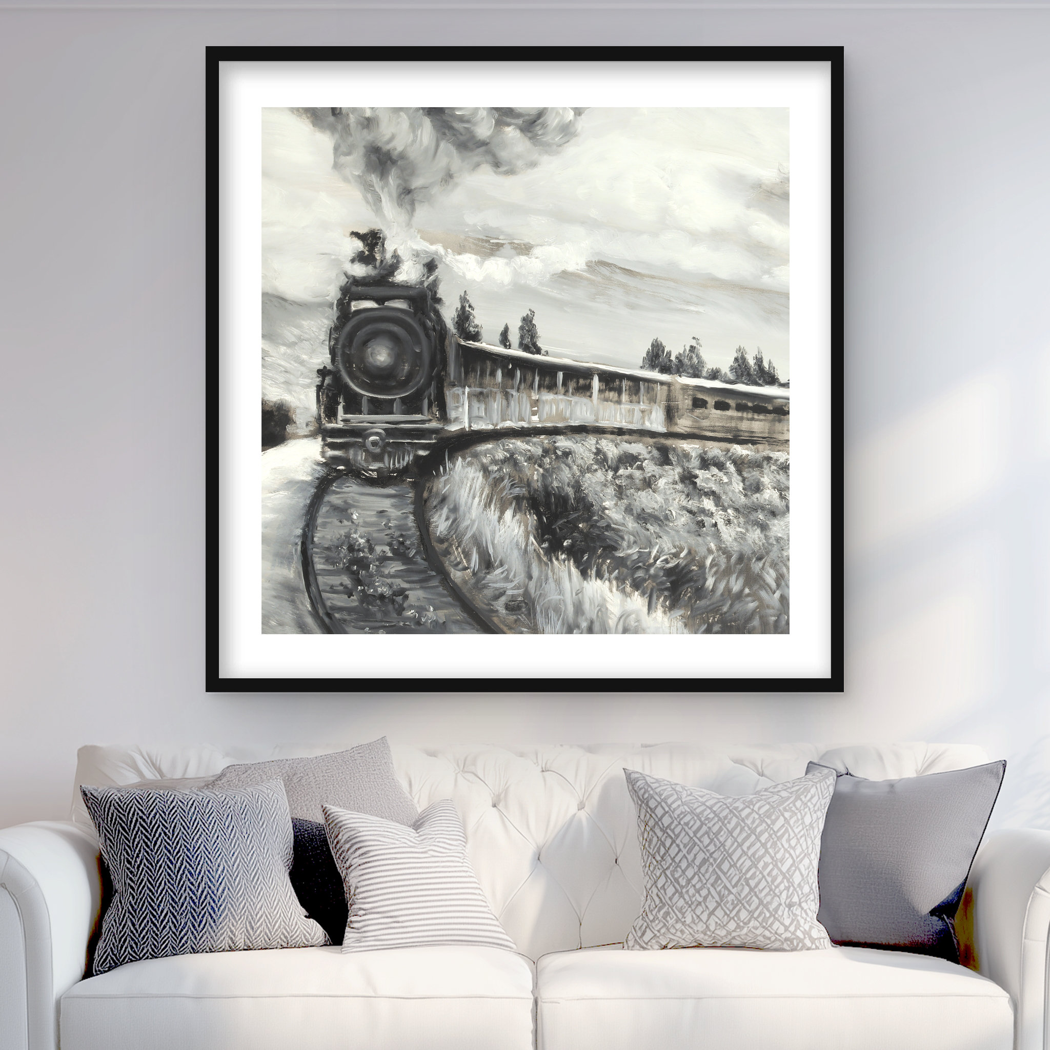 Lark Manor™ Steam engine train framed matted print | Home decor art ...