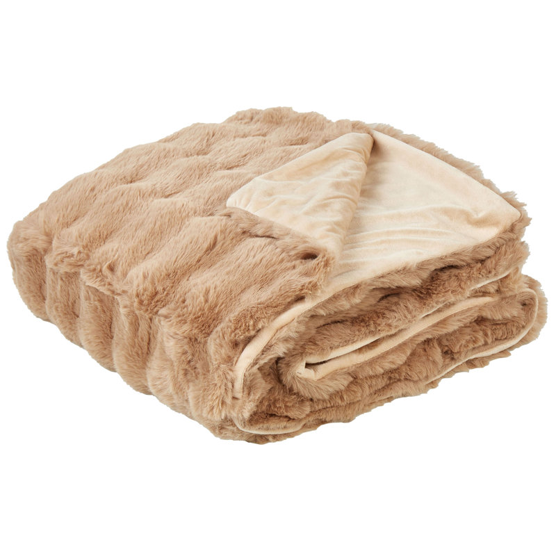 SALKA Polyester Striped Bedspread, Brown