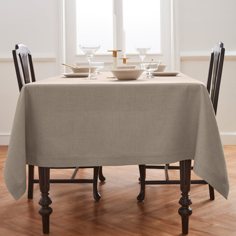 Diana - 100% Pure Linen Tablecloth, 108" L x 60" W, Natural, Solid Color