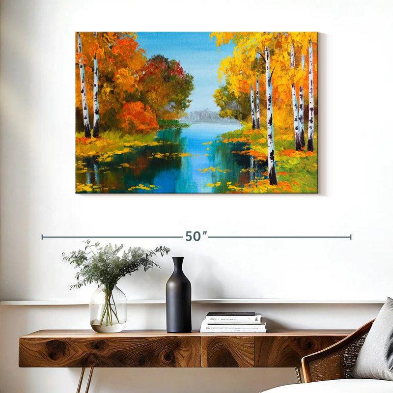 Bouleaux Autumn River, H 26 po x l 39 po