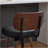 Swivel Bar Stools Set Of 2, 26" Upholstered Faux Leather Counter Height Barstools With Walnut Back & Bentwood Legs, Mid Century Modern Bar Chairs Island Stools For Kitchen Counter, Black PU-1008593250