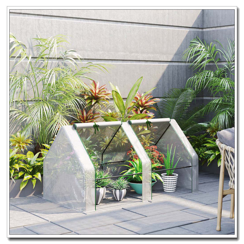 Mini jardin extérieur portatif 6 pi x 3 pi x 3 pi Outsunny, H 2,9 pi x l 2,9 pi x P 5,9 pi, Blanc