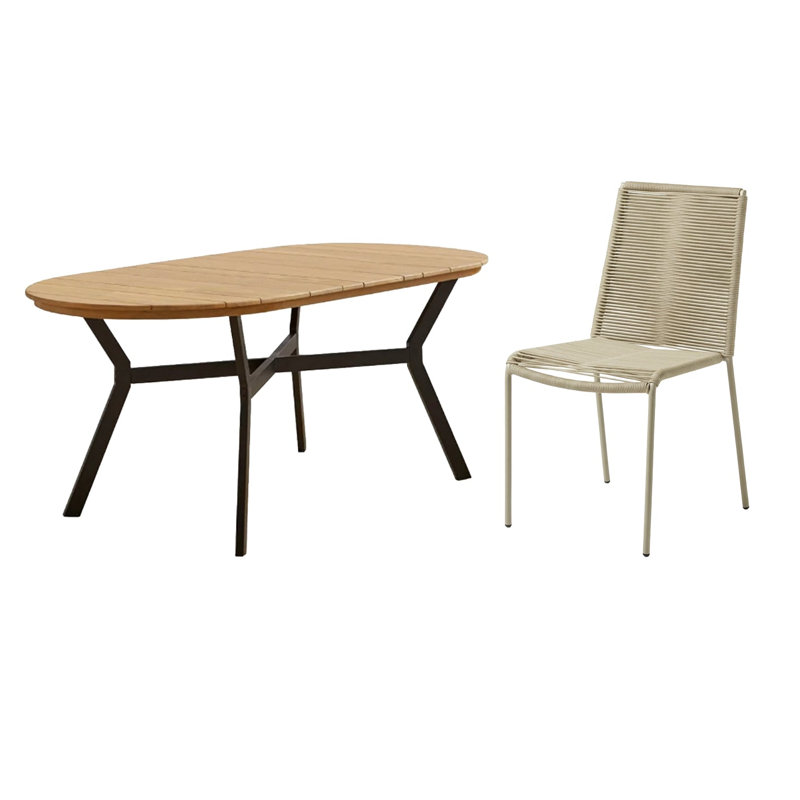 6 - Person Patio Dining Set with Oval Table, Clay