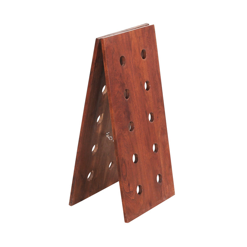 D 20 Bottle Solid Wood Floor Wine Bottle Rack in Brown
