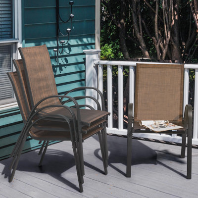 Ciella Outdoor Patio Chairs of 4, Stackable Dining Chairs for All Weather, Chair Set with Armrests for Backyard by Lark Manor