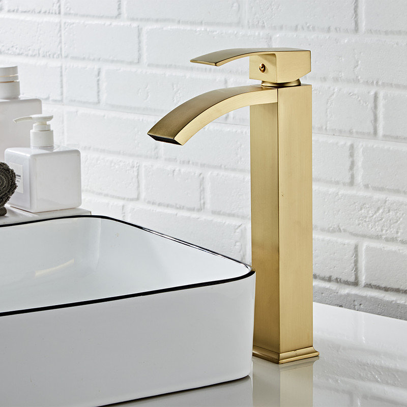 Bathroom Faucet with Drain Assembly, Matte Gold