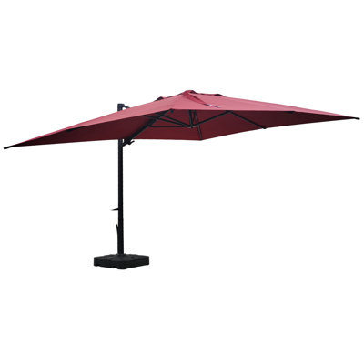 10x13ft 360°Rotation Square Cantilever Patio Umbrella with Base&LED Light