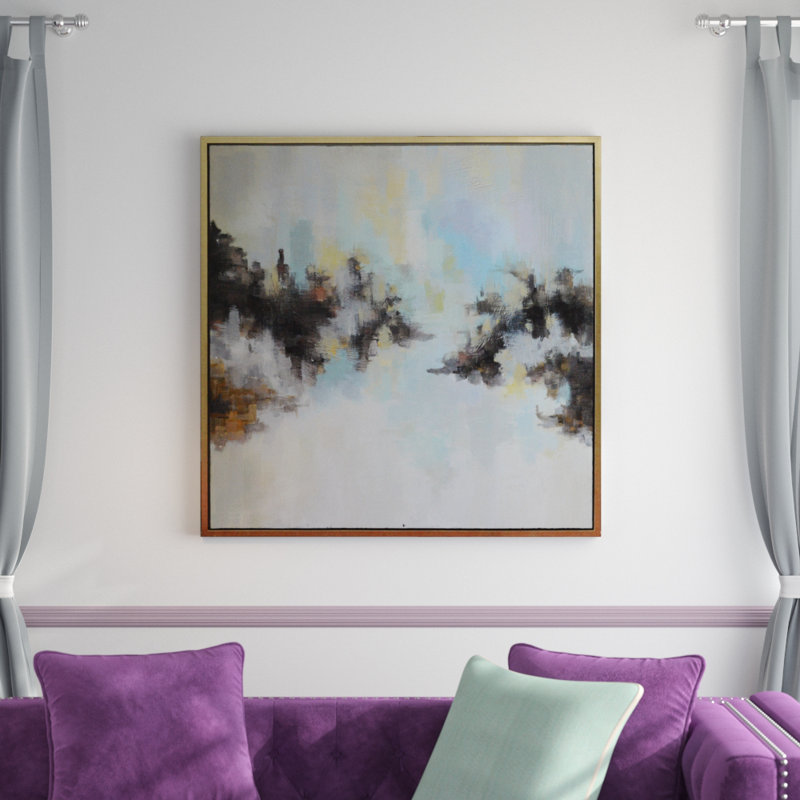 Peinture à l'huile abstraite avec cadre doré