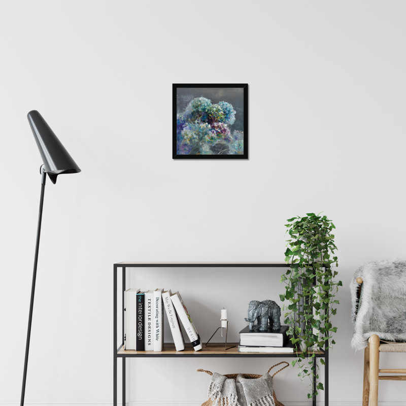 Abstract Hydrangea Dark by Danhui Nai - Painting, Black Framed Paper Print, 34cm H x 34cm W