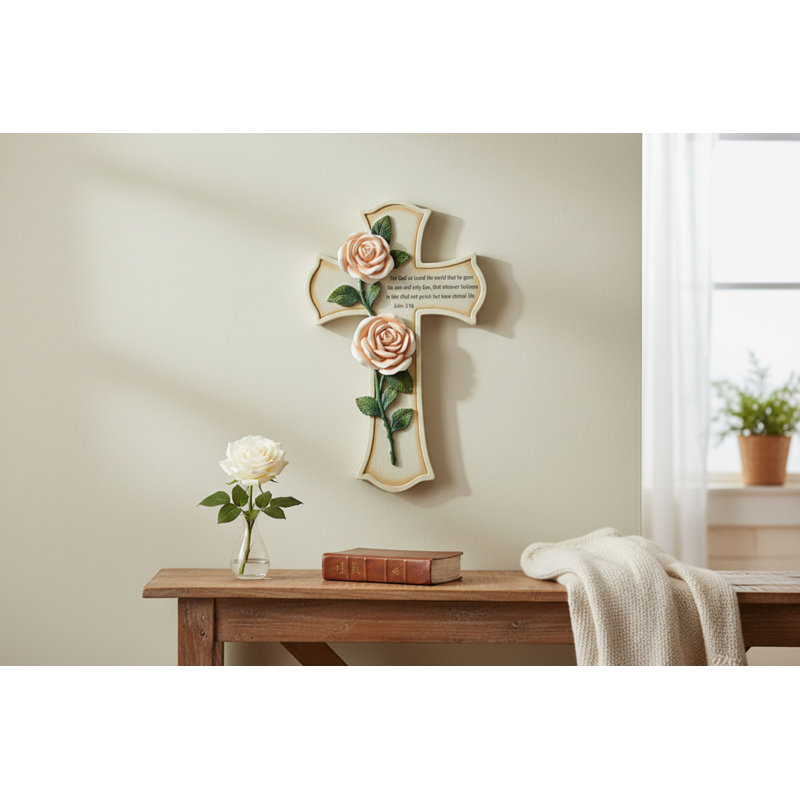 SALUT DE ROSE FLORAL FOI CROIX ROSE