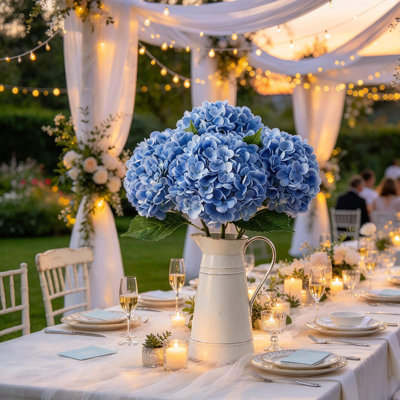 8 Pack Artificial Hydrangea Flower Stems, 17.7" Real Touch Faux Hydrangea Floral for Home Wedding Table Centerpiece Vase Decor