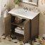 Meuble-lavabo vintage 30 po avec lavabo en céramique, meuble-lavabo avec poignées antiques, brun antique
