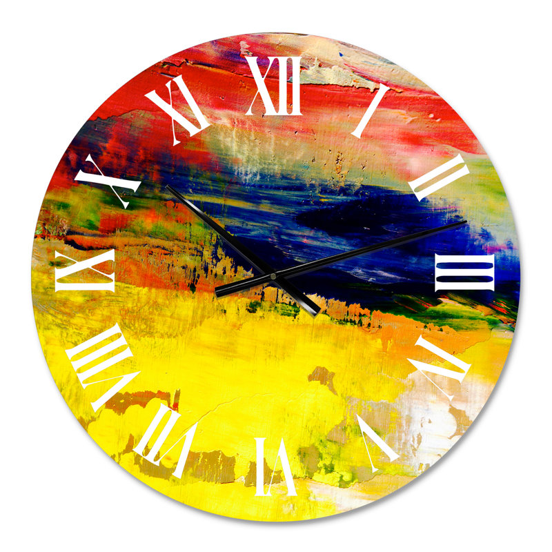 Huile sur toile texturée, composition II - horloge murale moderne, Petit