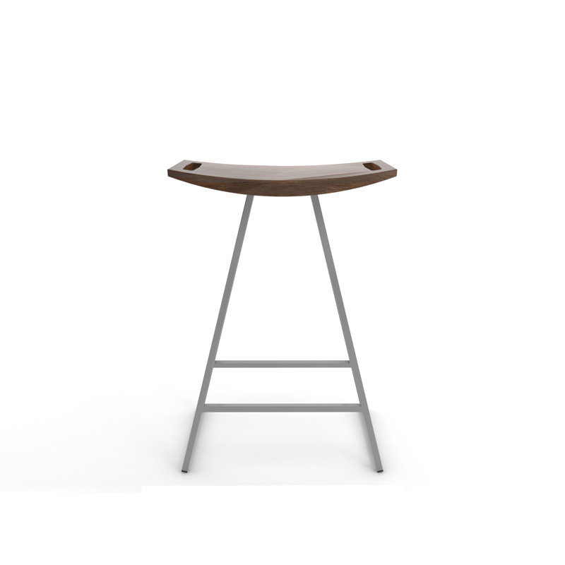 Robert Counter Stool with Metal Frame, Walnut, Counter Stool (24" Seat Height), Gray