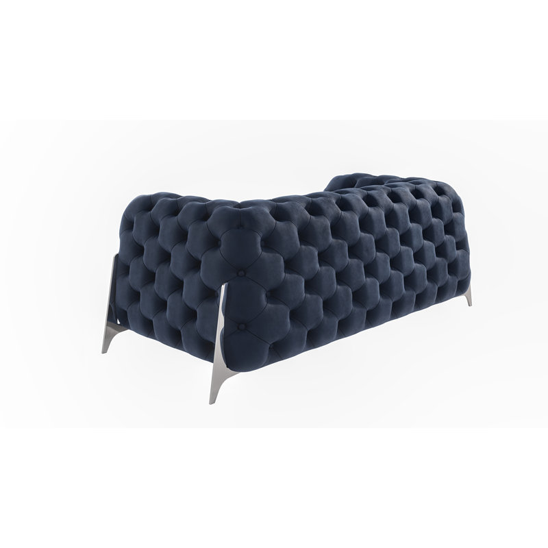 Juneri 2 Seater Velvet Sofa, Navy Blue