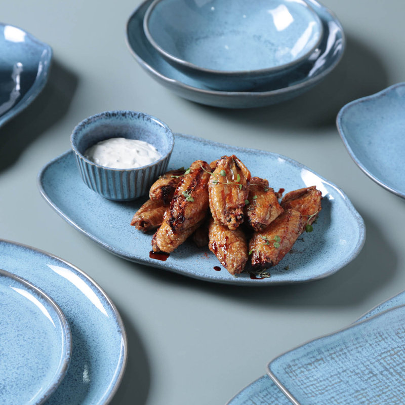 Grès en céramique 5,75 oz Breeze Linhas Ramekin - Va au micro-ondes, au four et au lave-vaisselle, par Porto Brasil