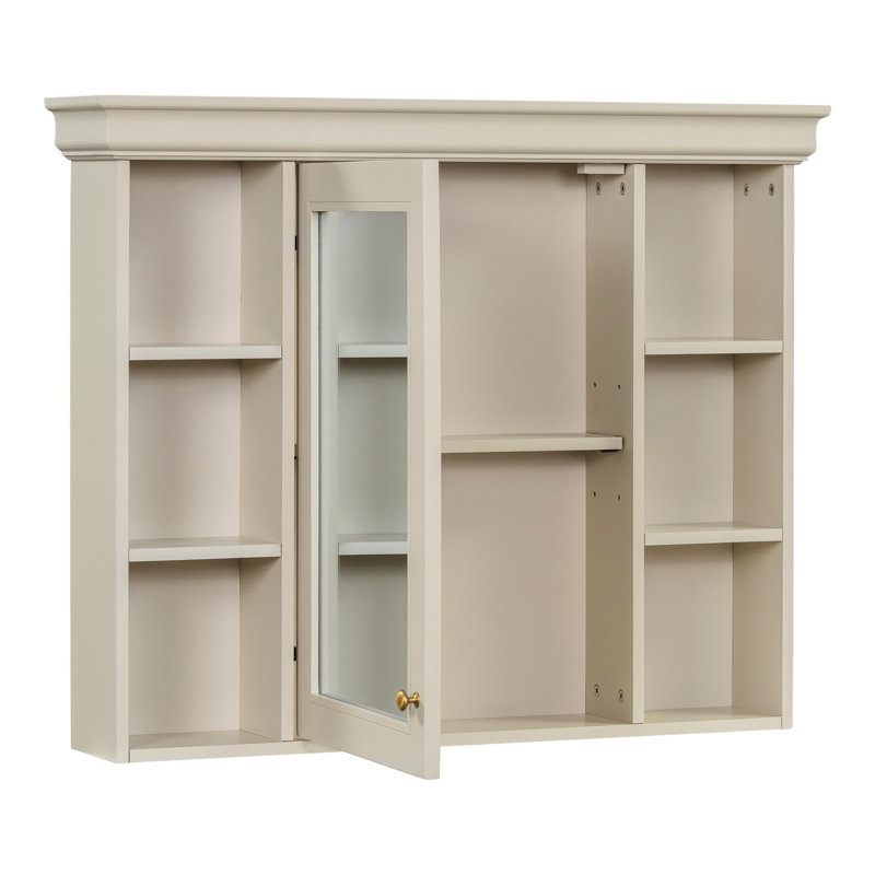 Armoire de salle de bain murale avec miroir - Beige crème et beaucoup d'espace de rangement, Beige