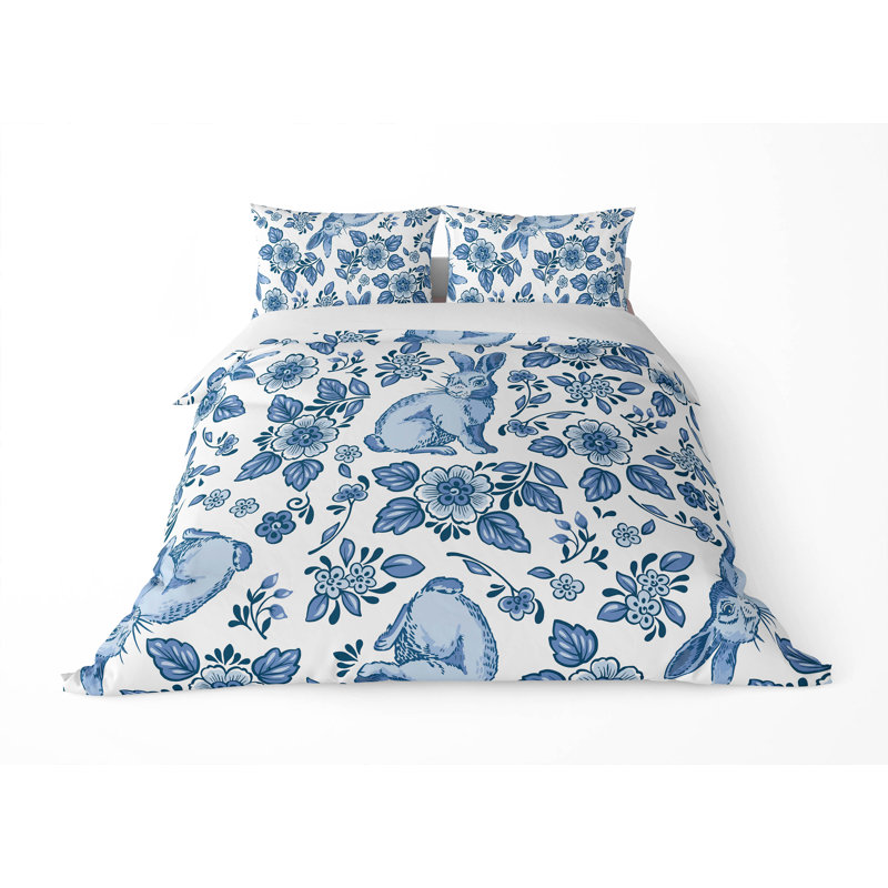 Ensemble d'édredon léger Bunny Toile, Édredon très grand + 2 taies décoratives très , Bleu