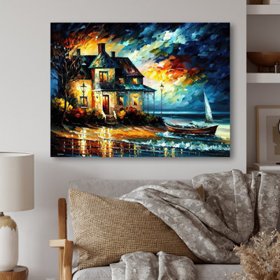 Colorful Beach House III - Art mural sur toile plage / campagne