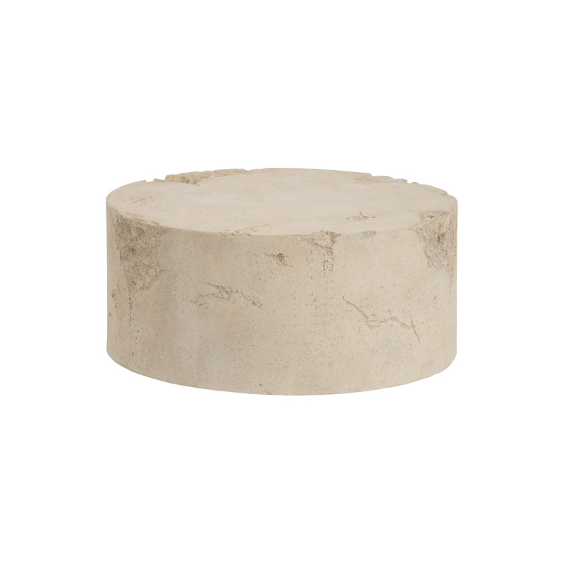 39" Beige Round Roman Stone Outdoor Coffee Table