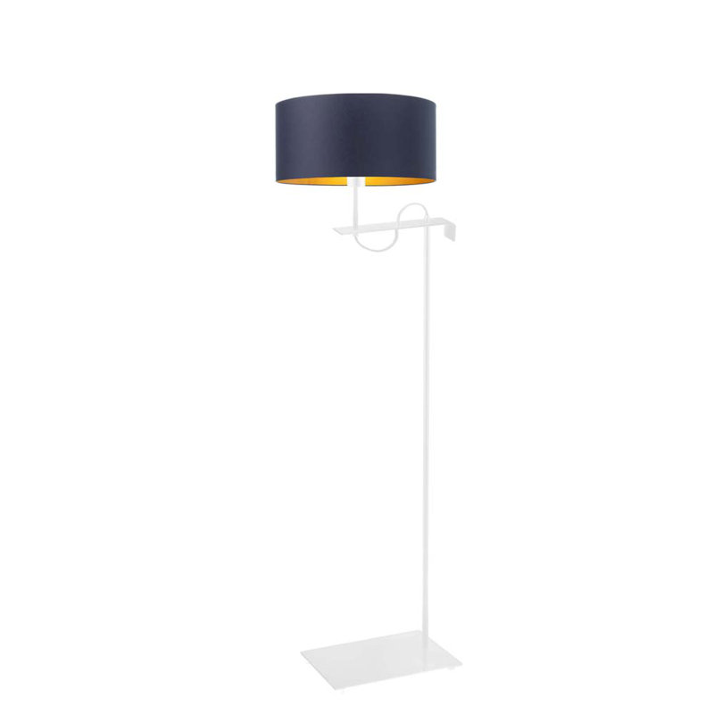 Senter 160cm Swing Arm Floor Lamp, White, Black