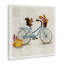 Écureuil sur une bicyclette bleue, feuillage d'automne, impression sur toile-105253473-105253467